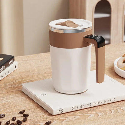 400ML Smart Mixing Cup LED Temperature Display Coffee Cup 316 Stainless Steel Magnetic Temperature Milk Coffee Self Stirring Mug
