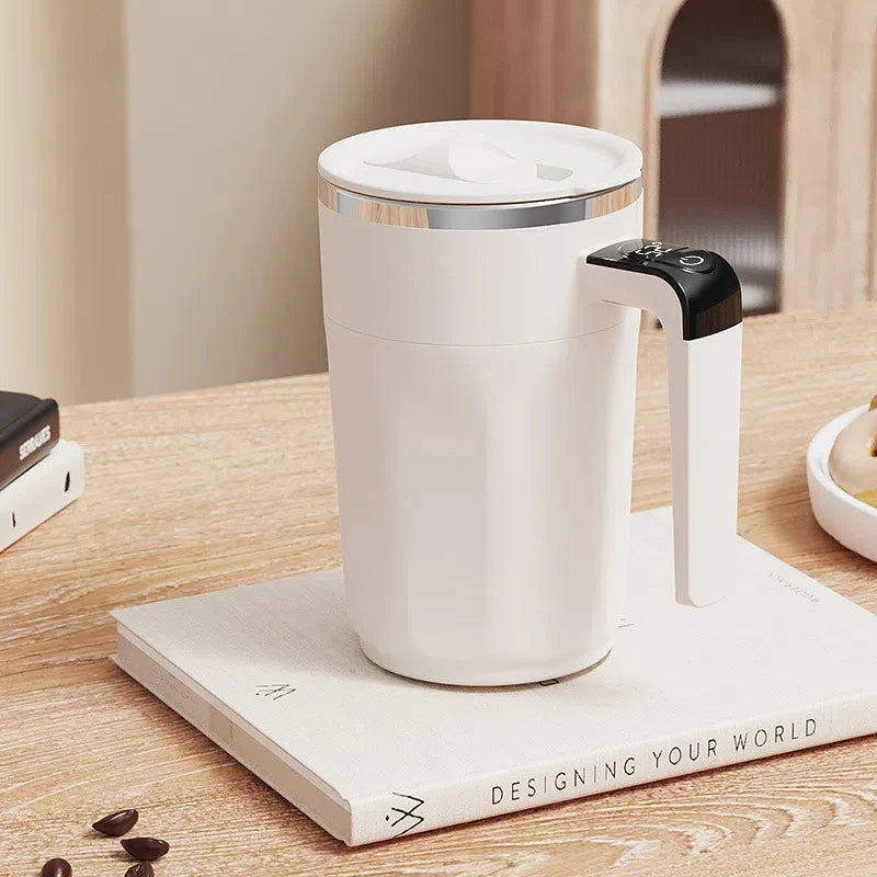 400ML Smart Mixing Cup LED Temperature Display Coffee Cup 316 Stainless Steel Magnetic Temperature Milk Coffee Self Stirring Mug
